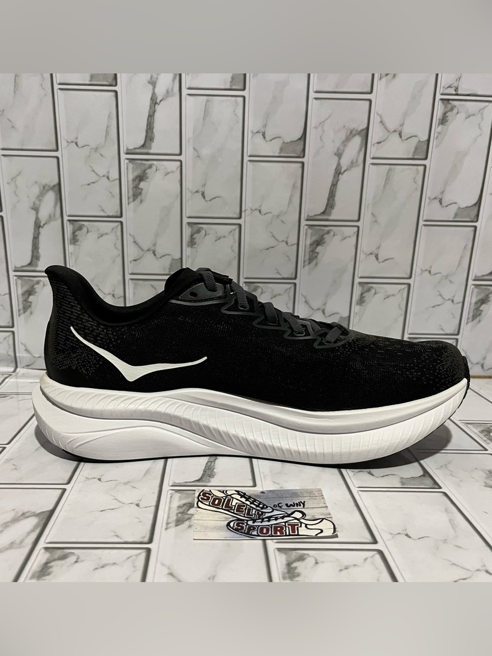 New Hoka One One Mach 6 Running Shoes Black White Mens Size Training Gym - Picture 8 of 16